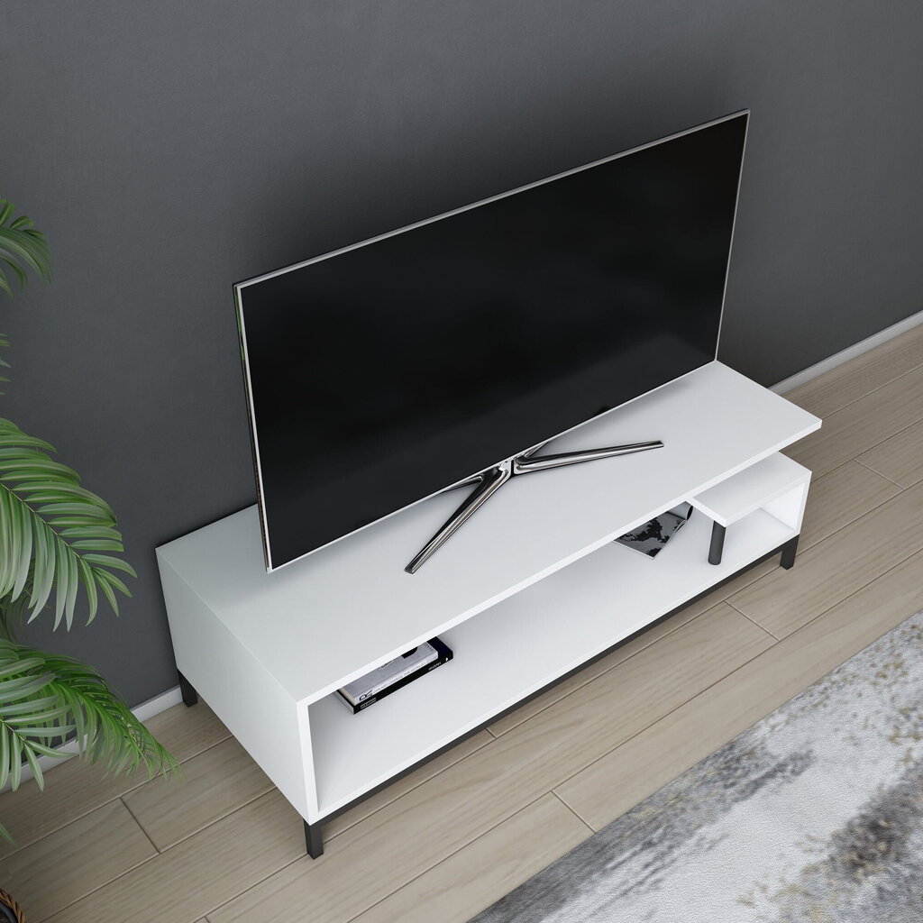 TV alus Asir, 120x44,6x37,6 cm, valge/must hind ja info | Televiisori alused | hansapost.ee