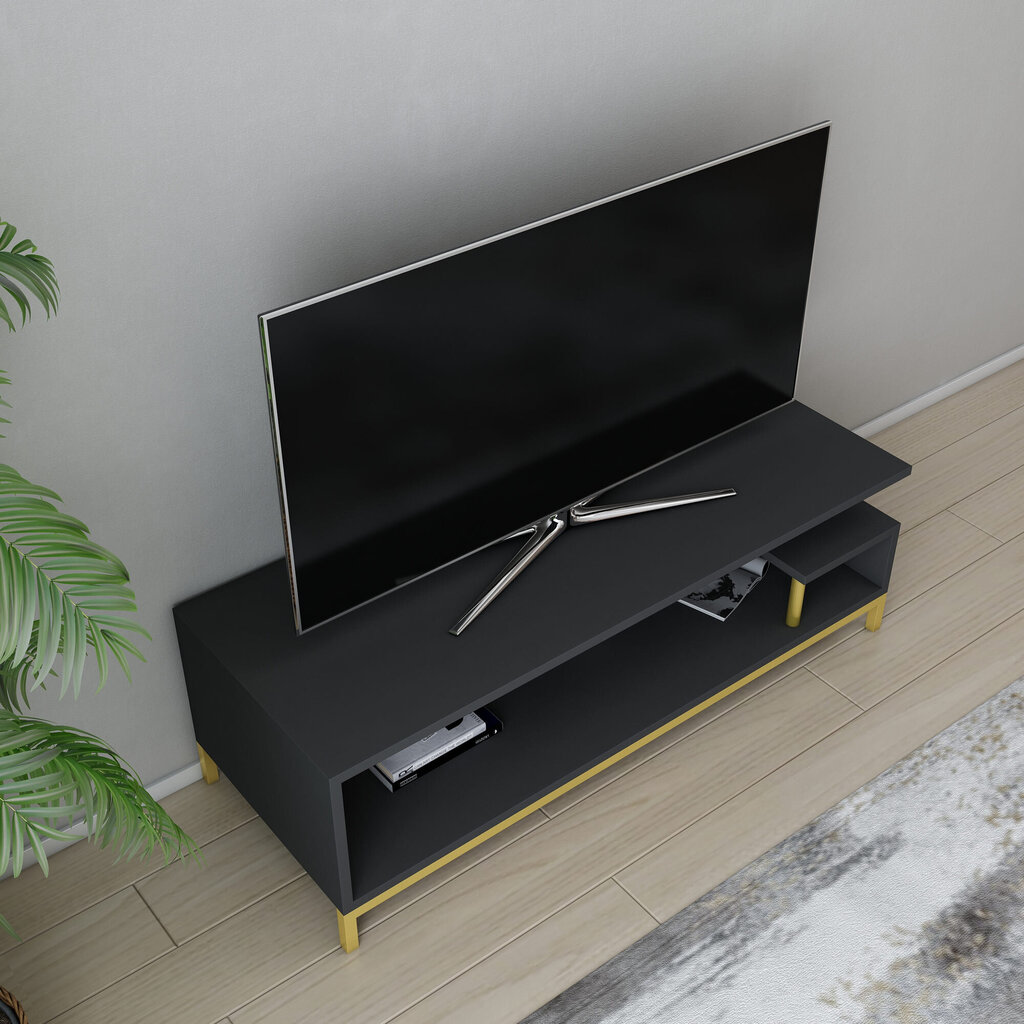 TV alus Asir, 120x44,6x37,6 cm, kuldne/hall hind ja info | Televiisori alused | hansapost.ee