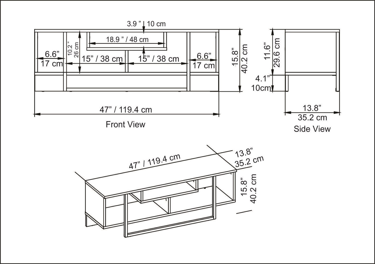 TV alus Asir, 120x35,2x40,2 cm, must hind ja info | Televiisori alused | hansapost.ee