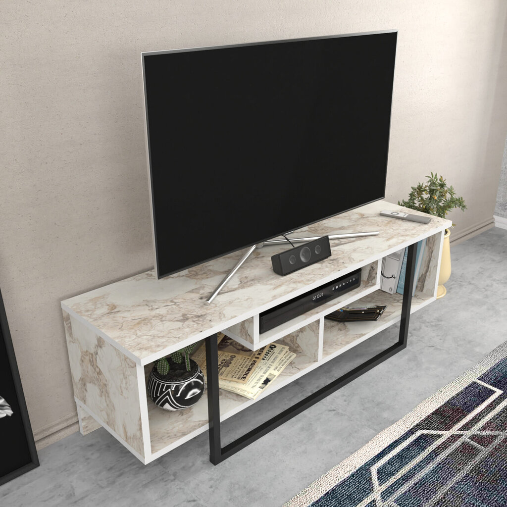 TV alus Asir, 120x35,2x40,2 cm, valge/must hind ja info | Televiisori alused | hansapost.ee