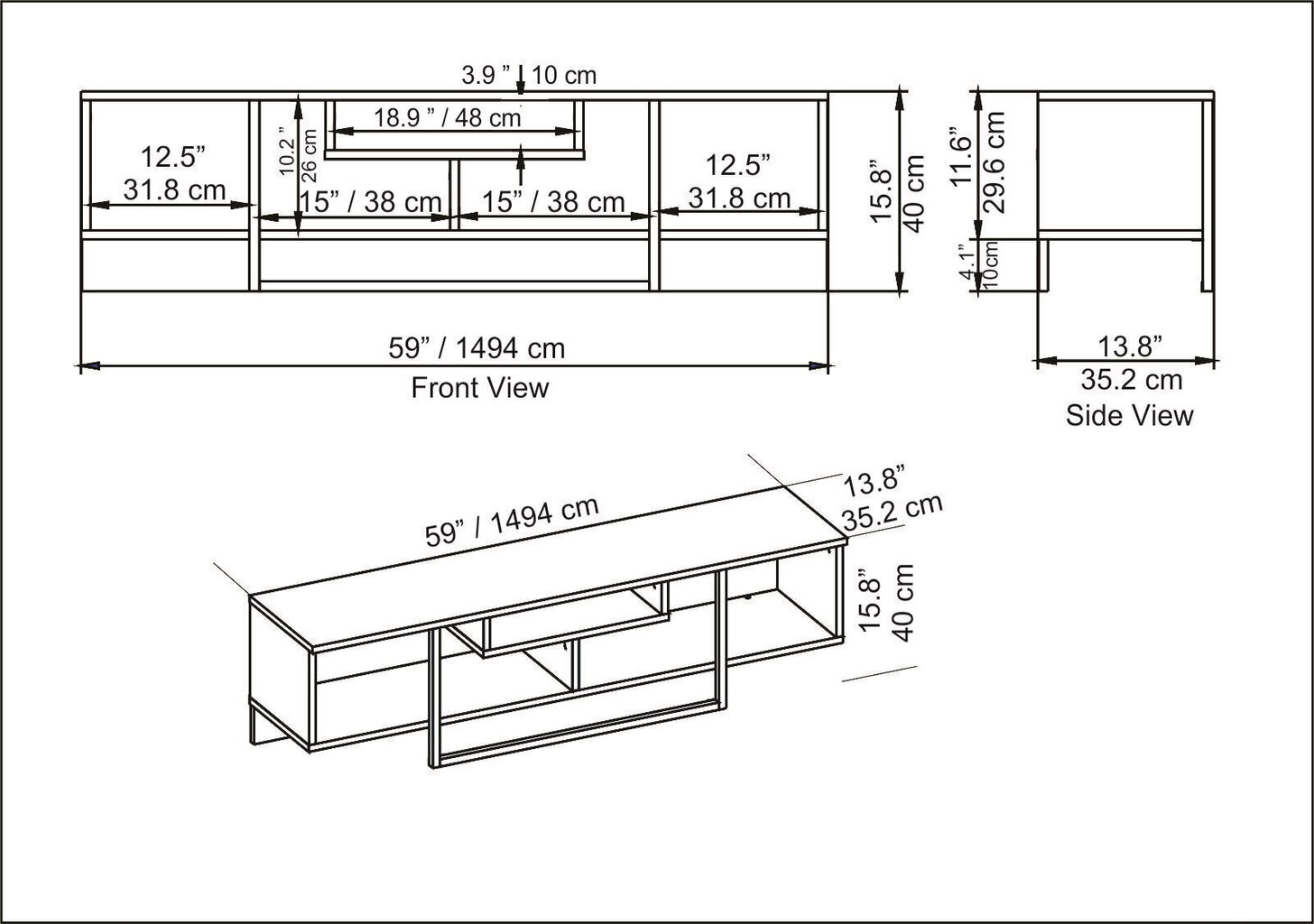 TV alus Asir, 150x35,2x40 cm, must цена и информация | Televiisori alused | hansapost.ee