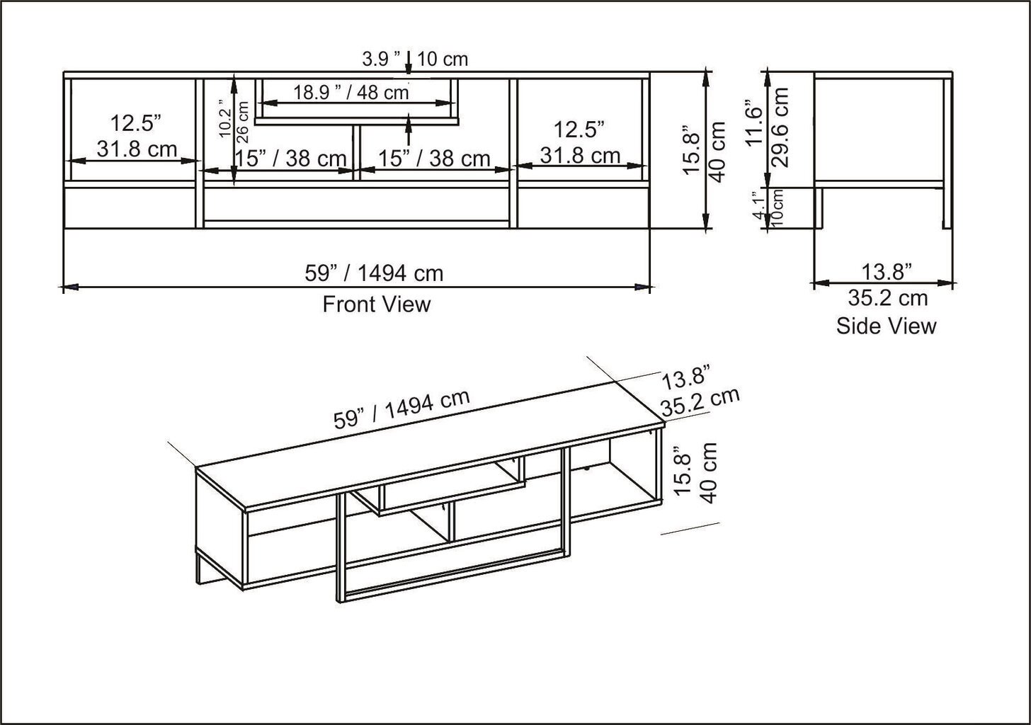 TV alus Asir, 150x35,2x40 cm, valge цена и информация | Televiisori alused | hansapost.ee