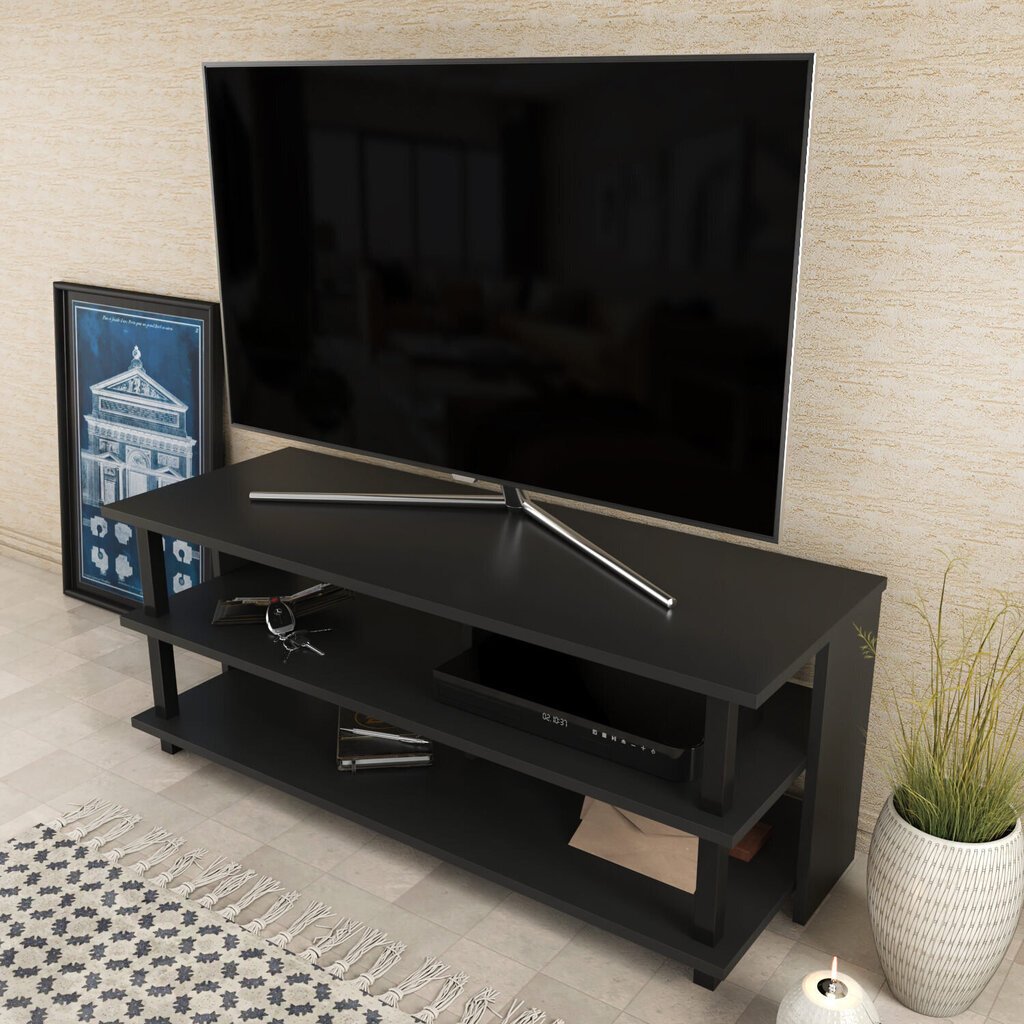 TV alus Asir, 120x44,6x47,4 cm, must/hall hind ja info | Televiisori alused | hansapost.ee