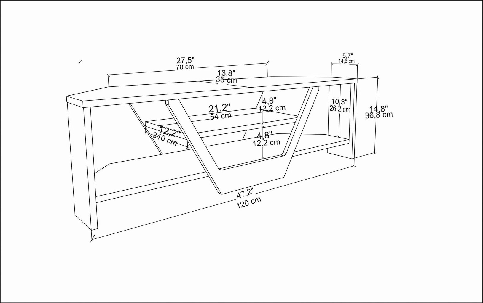 TV alus Asir, 120x35x36,8 cm, pruun/must цена и информация | Televiisori alused | hansapost.ee