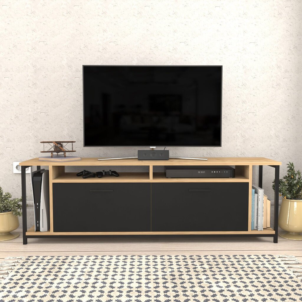 TV alus Asir, 160x35x50,8 cm, must/pruun hind ja info | Televiisori alused | hansapost.ee