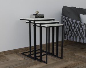 3-osaline laua komplekt Asir, 40x61,8x40 cm, valge/must price and information | Coffee tables | hansapost.ee