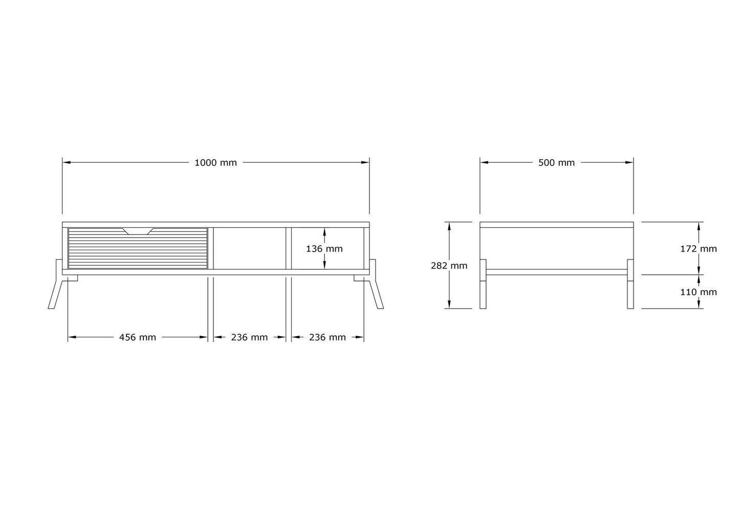 Diivanilaud Asir, 100x28,2x50 cm, helepruun/hall hind ja info | Diivanilauad | hansapost.ee