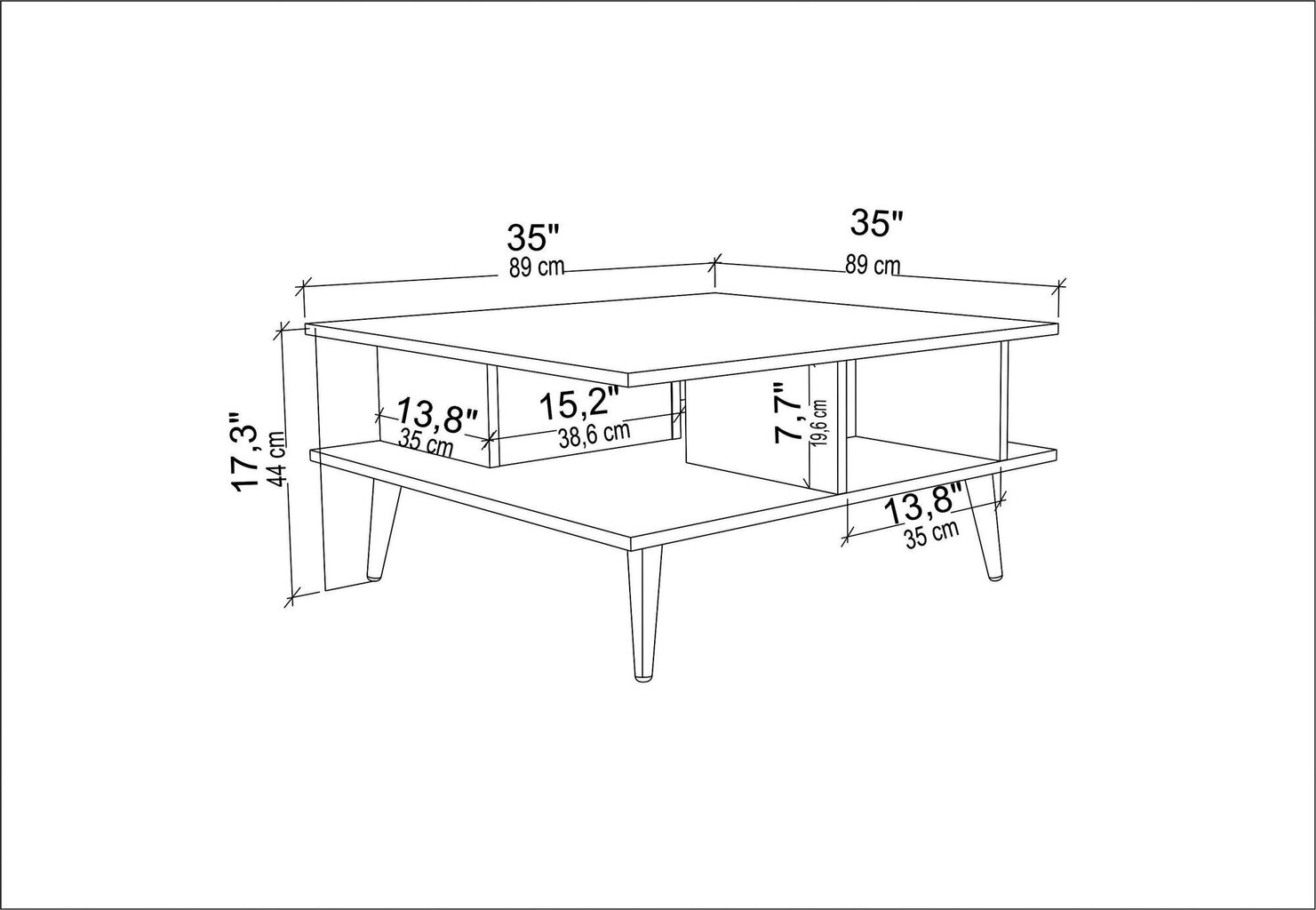 Diivanilaud Asir, 89x89x44 cm, pruun/must hind ja info | Diivanilauad | hansapost.ee