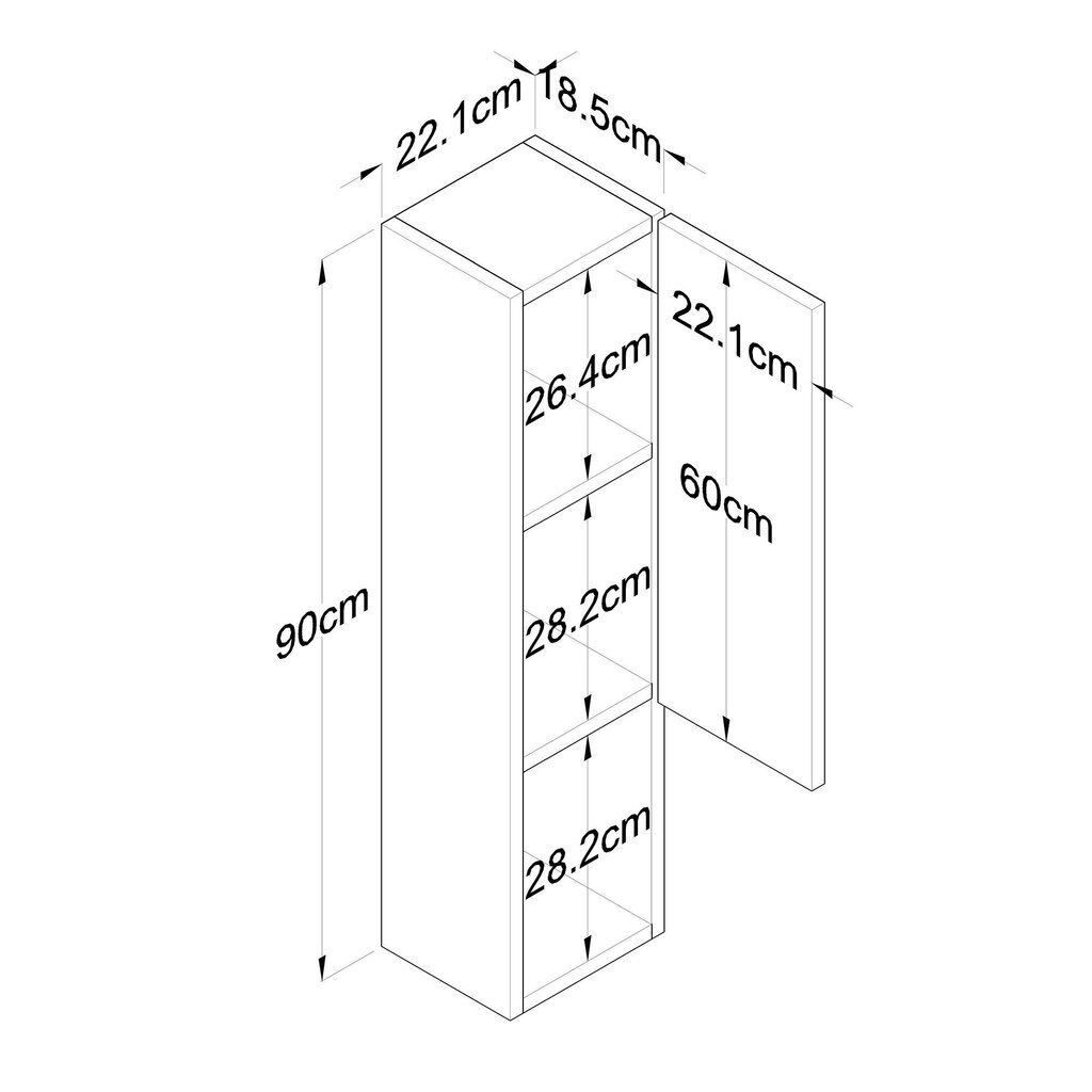 Kapp Asir, 22,1x90x18,5cm, pruun hind ja info | Elutoa kapid | hansapost.ee