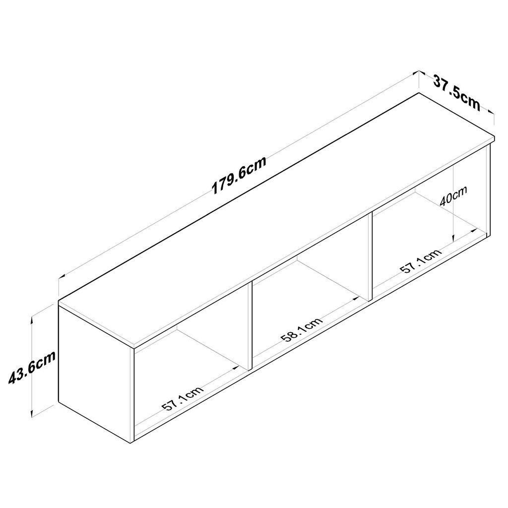 Kapp Asir, 179,6x43,6x37,5cm, valge hind ja info | Elutoa kapid | hansapost.ee