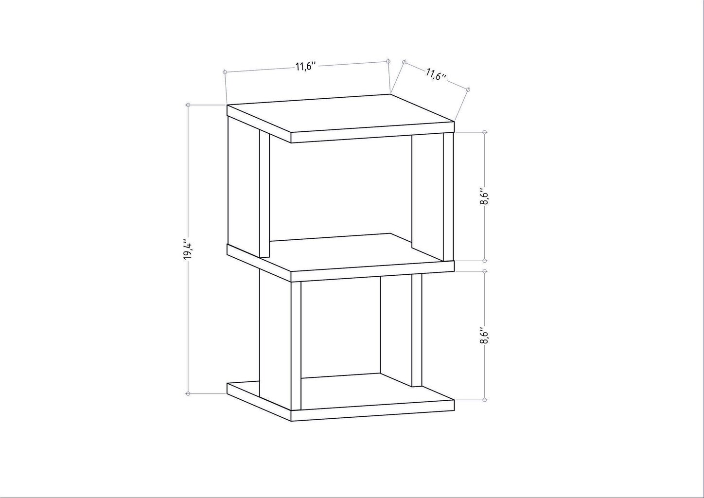 Öökapp Asir, 29,6x29,6x49,4 cm, hall/valge цена и информация | Öökapid | hansapost.ee