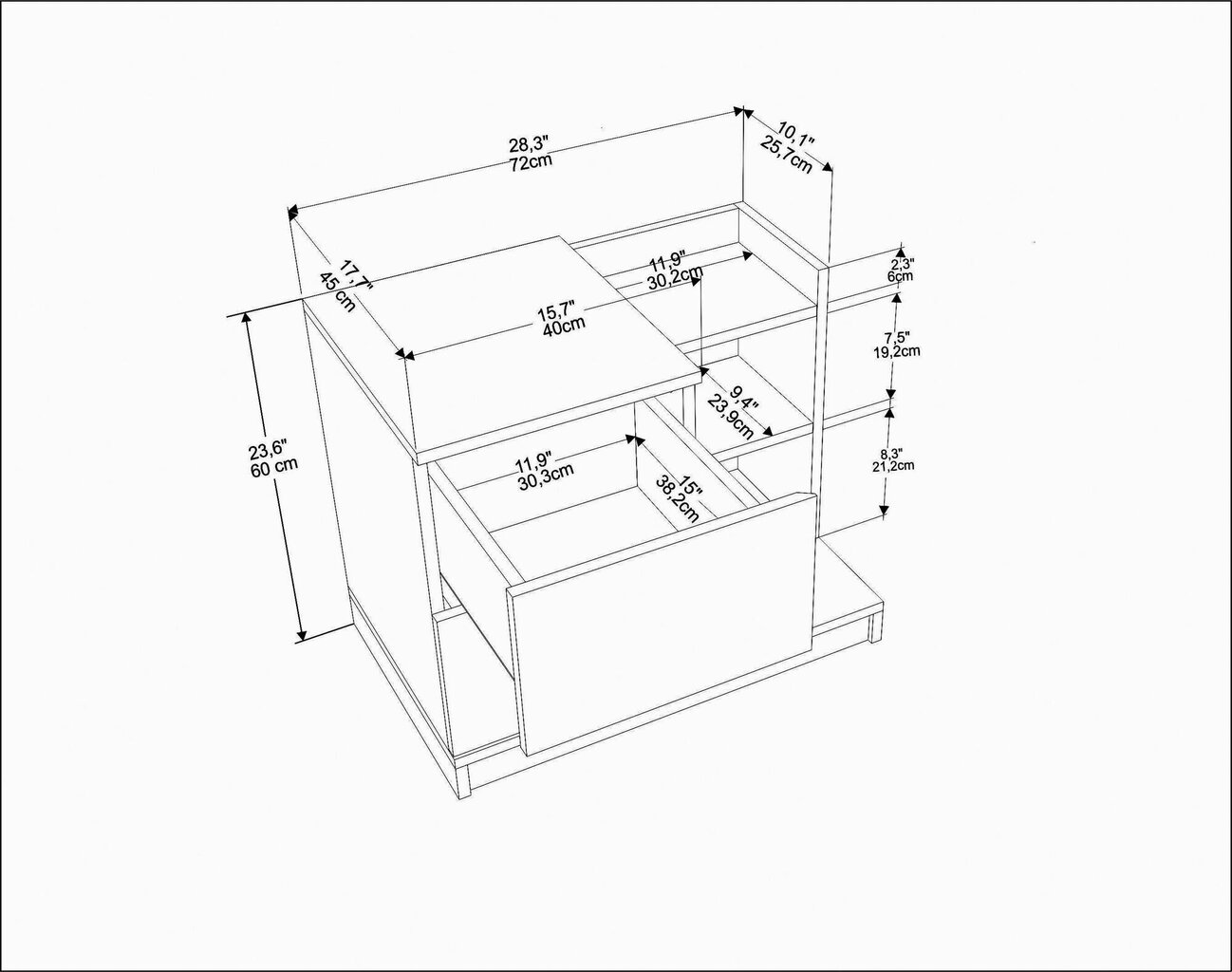 Öökapp Asir, 72x45x60 cm, valge/helepruun hind ja info | Öökapid | hansapost.ee