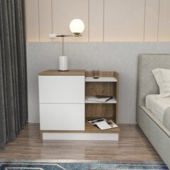 Öökapp Asir, 72x45x60 cm, valge/pruun price and information | Nightstands | hansapost.ee