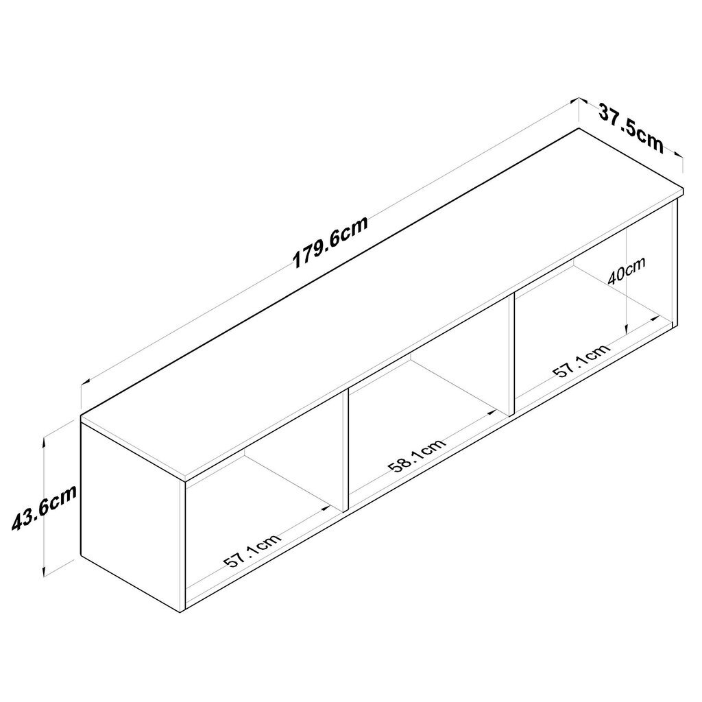 Kapp Asir, 179,6x43,6x37,5cm, valge цена и информация | Köögikapid | hansapost.ee