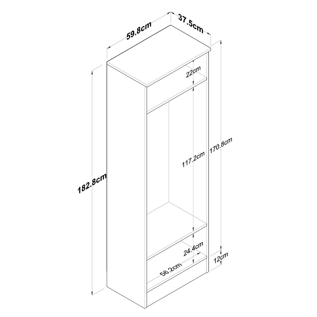 Esikukapp Asir, 59,8x182,2x37,5cm, valge/beež hind ja info | Esikukapid | hansapost.ee