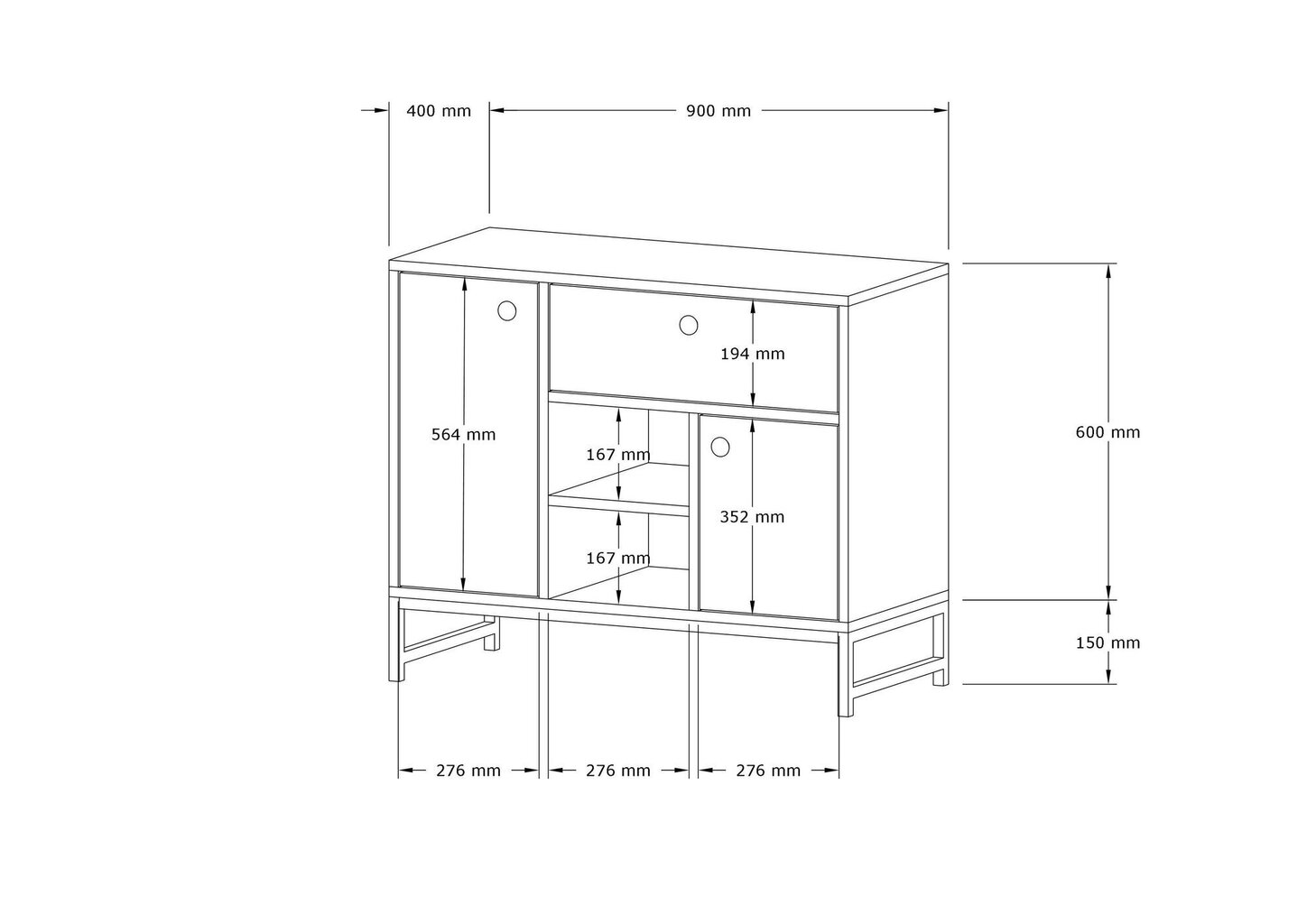 Konsoollaud Asir, 90x75x40 cm, valge/must hind ja info | Konsoollauad | hansapost.ee