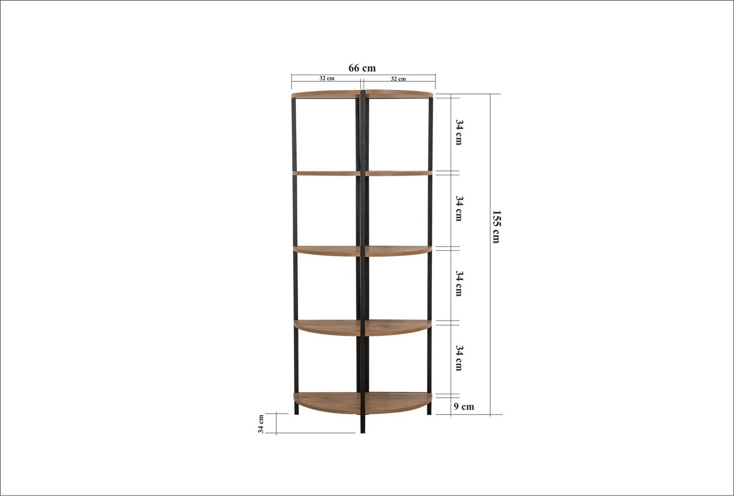 Riiul Asir, 66x155x34 cm, must/pruun цена и информация | Riiulid | hansapost.ee