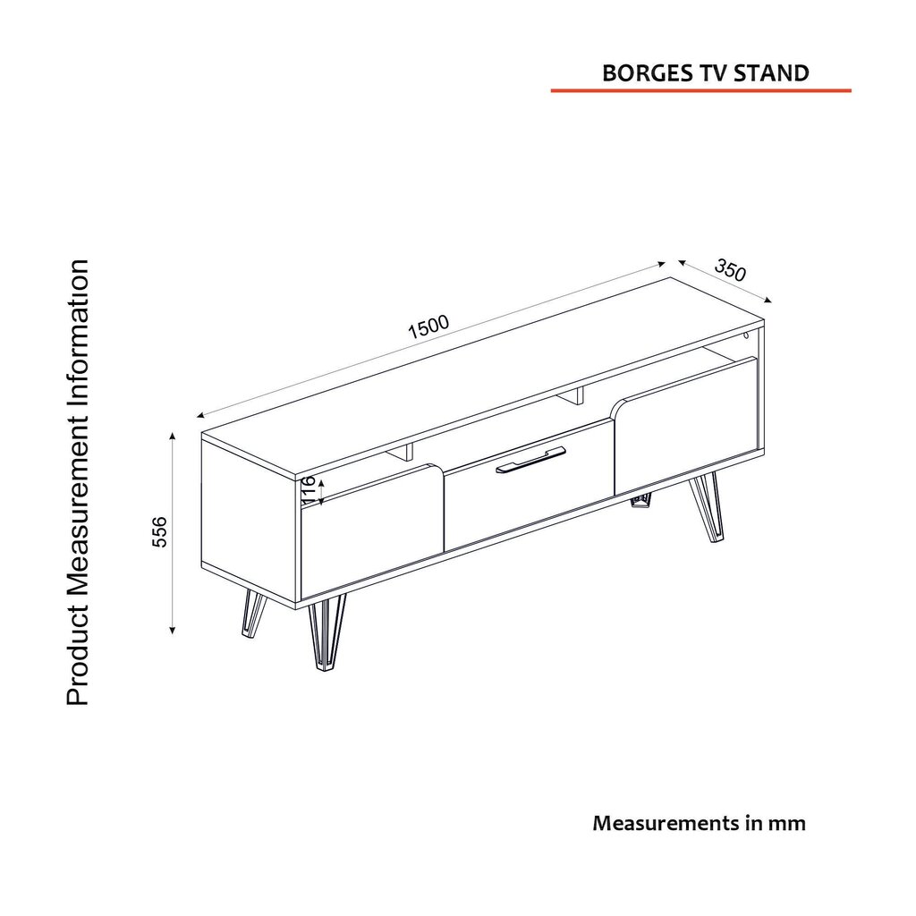 TV alus Asir, 150x55,6x35cm, pruun/must цена и информация | Televiisori alused | hansapost.ee