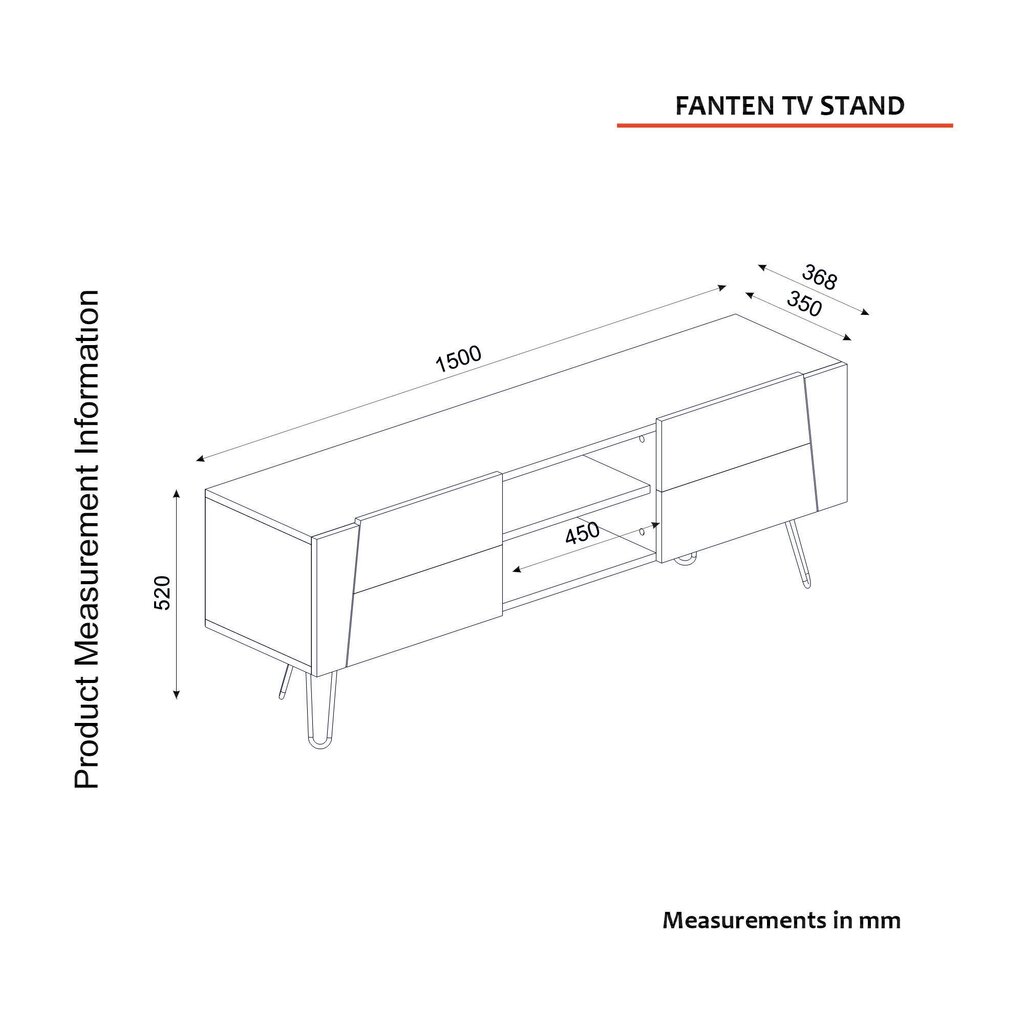 TV alus Asir, 150x52x36,8cm, pruun/must hind ja info | Televiisori alused | hansapost.ee