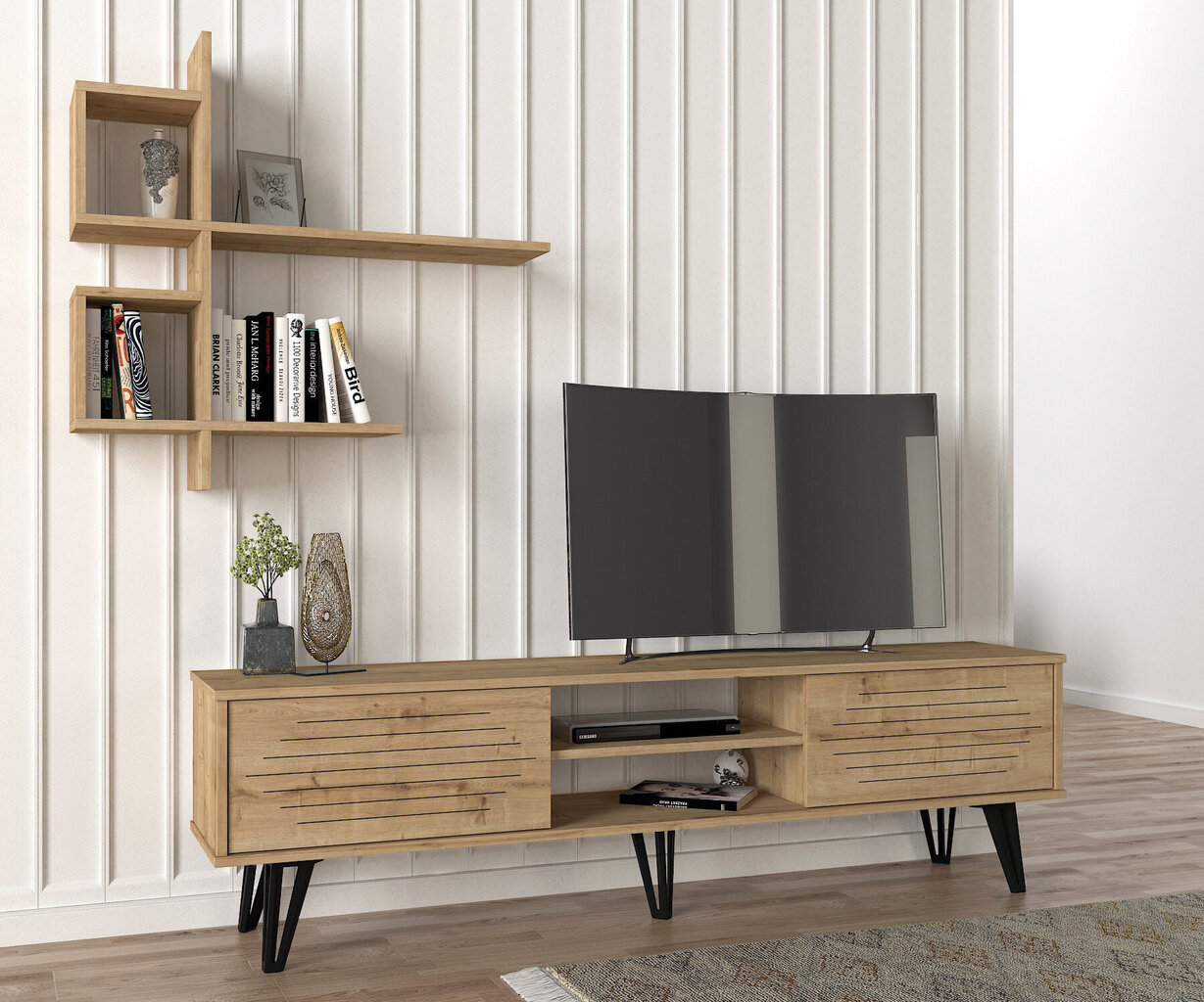 TV alus Asir, 180x51x35cm, 90x84,6x22cm, beež hind ja info | Televiisori alused | hansapost.ee