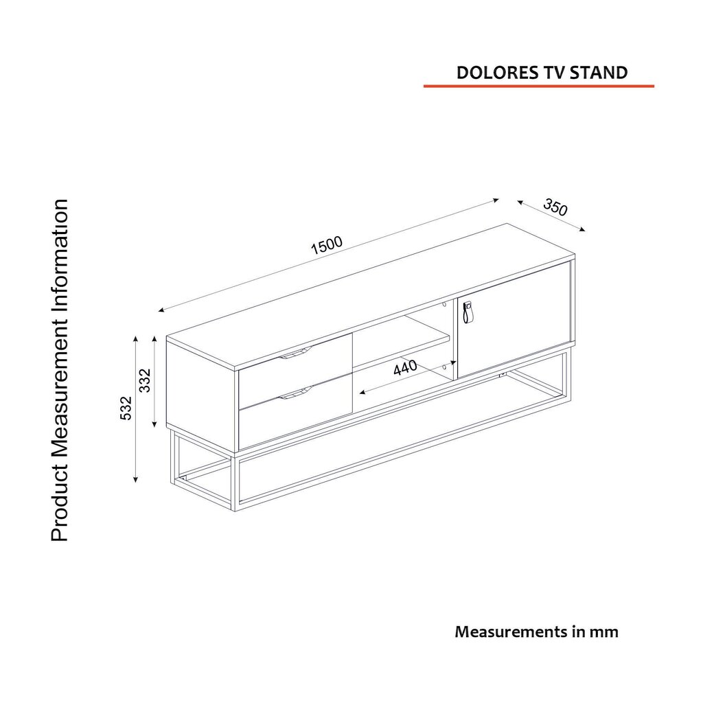 TV alus Asir, 150x53,2x35cm, beež/must цена и информация | Televiisori alused | hansapost.ee