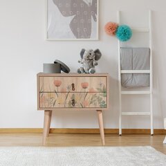 Öökapp Asir, 60x61x40cm, beež/lillemustriga price and information | Nightstands | hansapost.ee