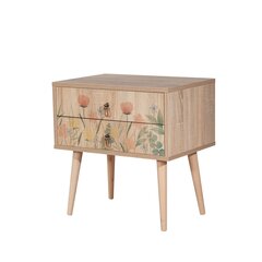 Öökapp Asir, 60x61x40cm, beež/lillemustriga price and information | Nightstands | hansapost.ee