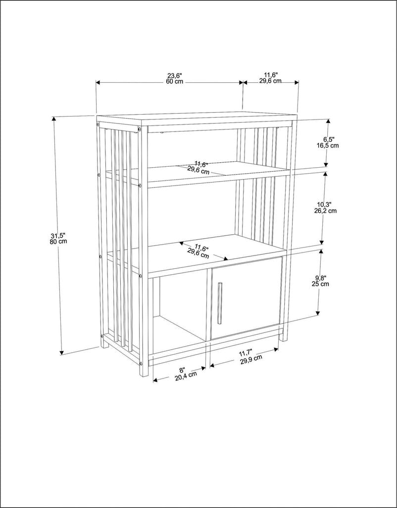 Riiul Asir, 60x80x29,6 cm, hall/kuldne hind ja info | Riiulid | hansapost.ee