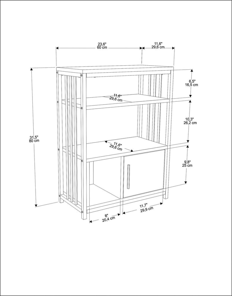 Riiul Asir, 60x80x29,6 cm, hall/valge цена и информация | Riiulid | hansapost.ee