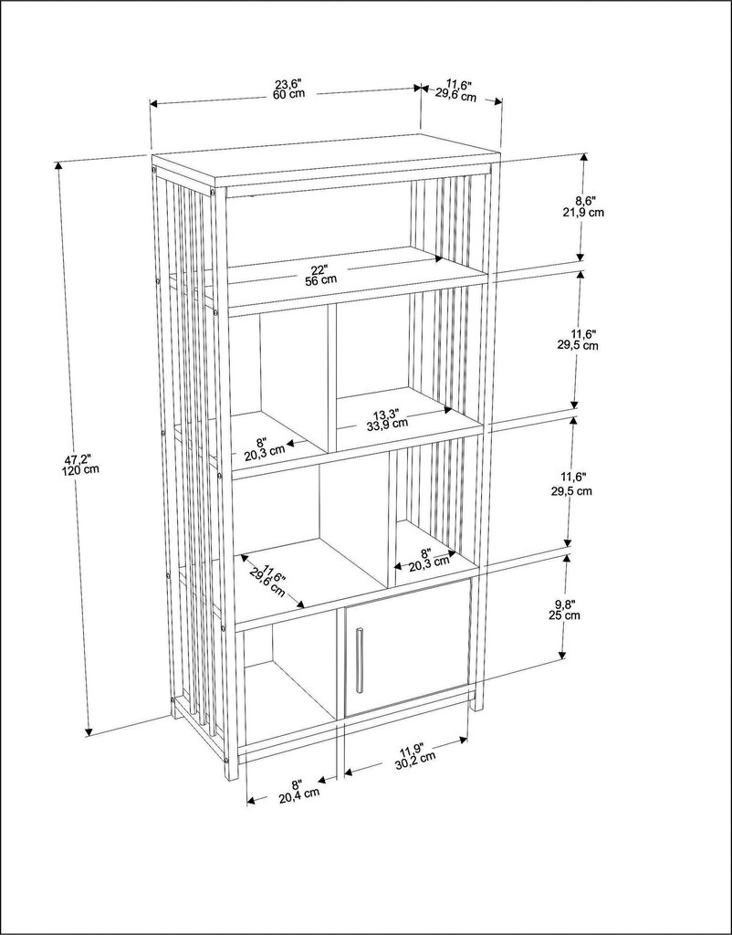 Riiul Asir, 60x120x29,6 cm, valge/hall hind ja info | Riiulid | hansapost.ee