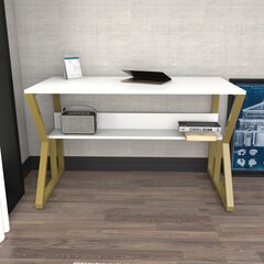 Laud Asir, 120x72,8x60 cm, valge/kuldne price and information | Computer desks, writing desks | hansapost.ee