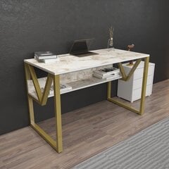 Laud Asir, 120x72,8x60 cm, valge/kuldne price and information | Computer desks, writing desks | hansapost.ee