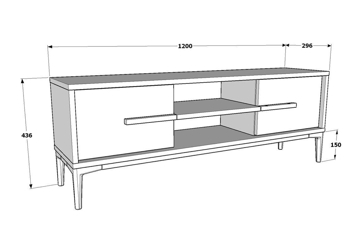 TV alus Asir, 120x43,6x29,6 cm, valge/tume pruun hind ja info | Televiisori alused | hansapost.ee