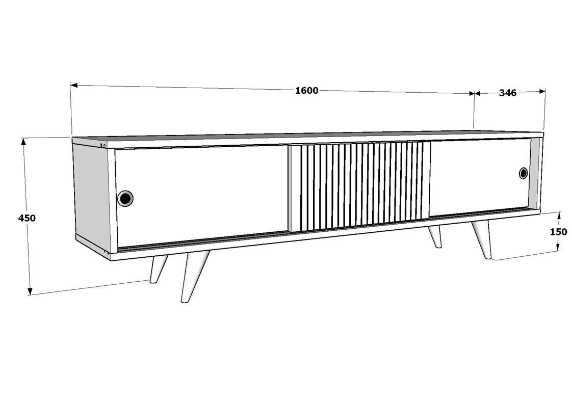 TV alus Asir, 160x45x34,5 cm, must/pruun цена и информация | Televiisori alused | hansapost.ee