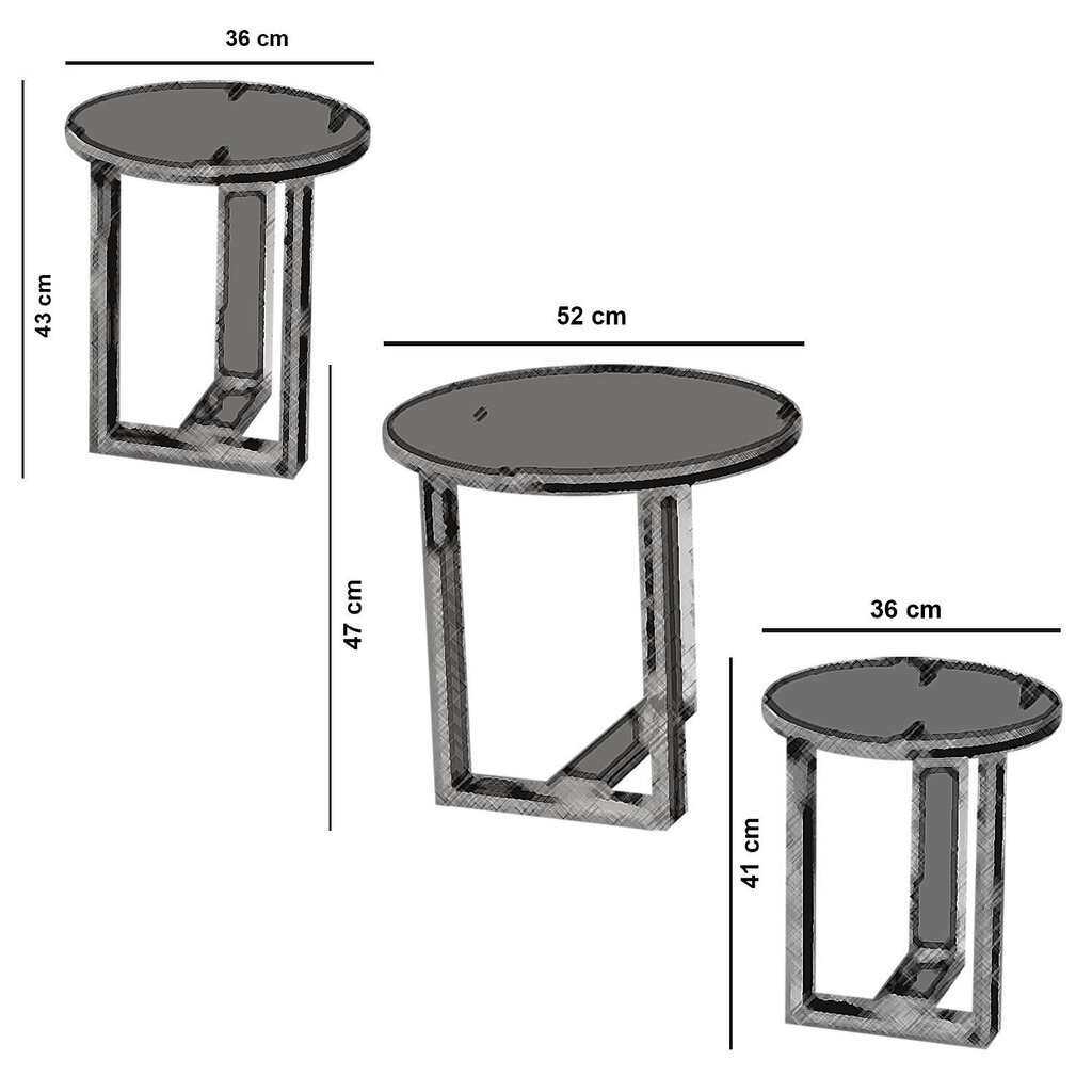 3-diivanilaua komplekt Kalune Design Mira, valge hind ja info | Diivanilauad | hansapost.ee