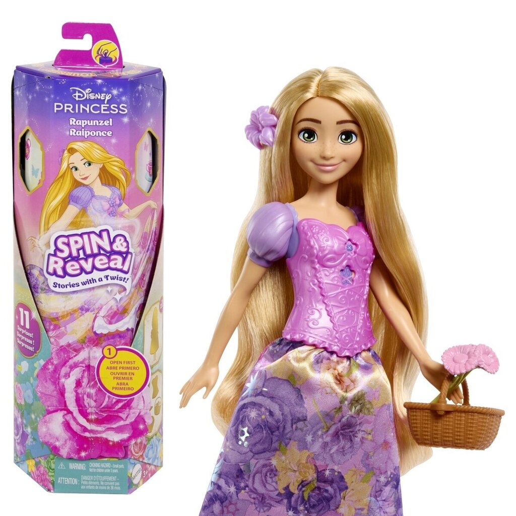 Nukk tarvikutega Disney Princess Spin and Reveal Rapunzel цена и информация | Mänguasjad tüdrukutele | hansapost.ee