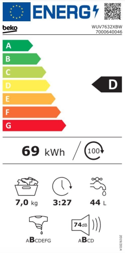 Beko WUV7632XBW hind ja info | Pesumasinad | hansapost.ee