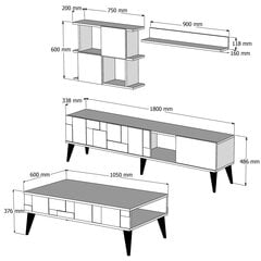 4-osaline elutoamööblikomplekt Asir Madrid, must/pruun price and information | Living room cupboards | hansapost.ee