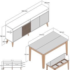 Комплект мебели для гостиной из 3 предметов Asir Milan 526, коричневый/черный цвет цена и информация | Шкафчики в гостиную | hansapost.ee