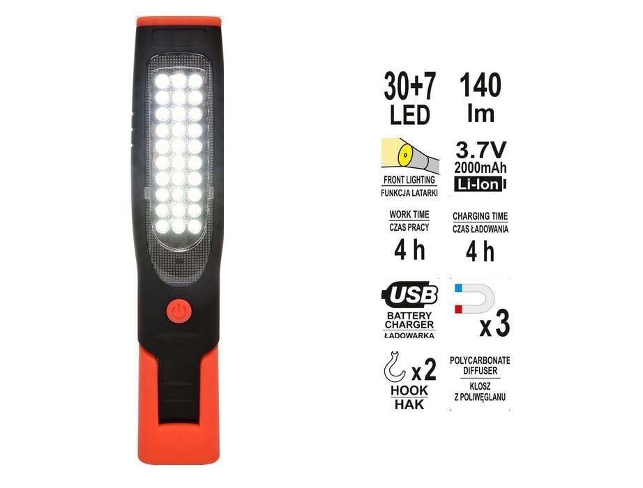 Kohtvalgusti Yato 08507, 30+7 LED-i hind ja info | Taskulambid, pealambid ja prožektorid | hansapost.ee