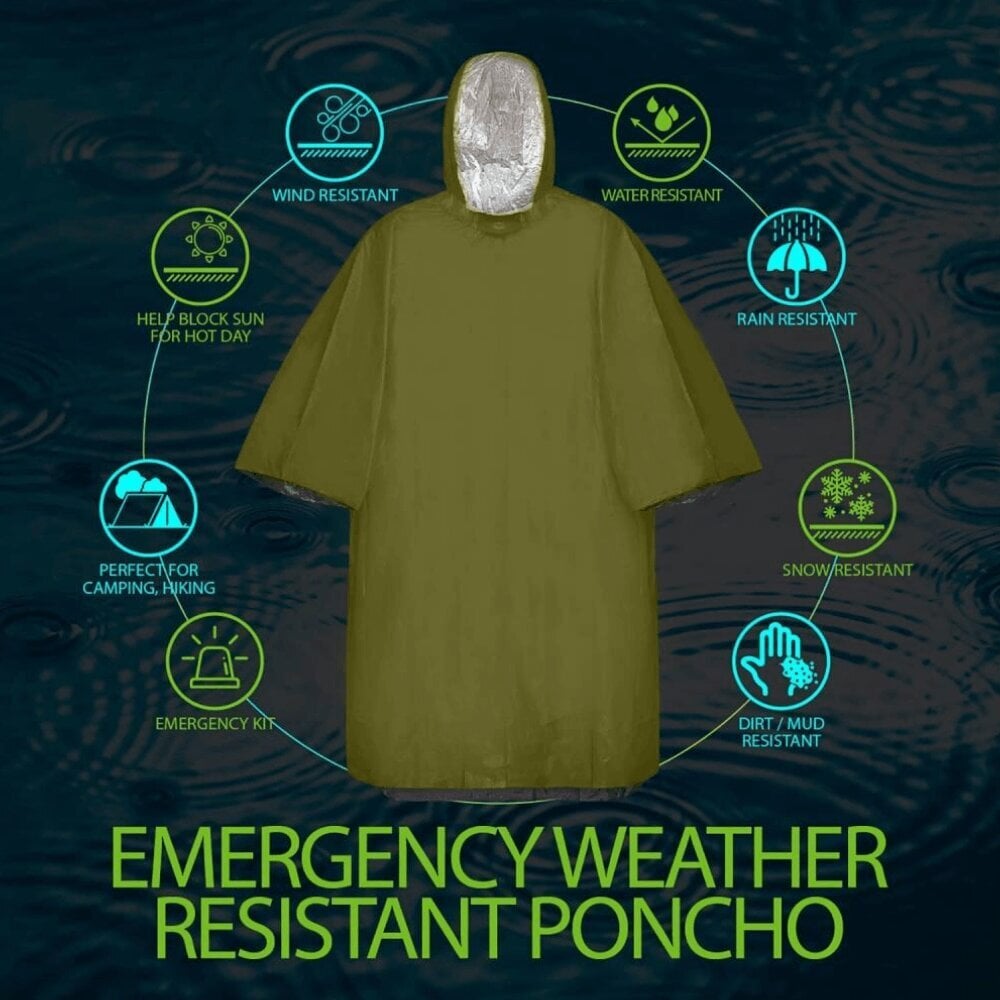 Emergency Survival Pontšo Essential Survival Rain, roheline hind ja info | Mantlid naistele | hansapost.ee