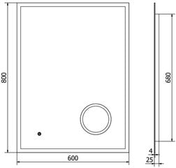 Vonios veidrodis Mexen Kala su LED apšvietimu ir apsauga nuo rasojimo, 60 x 80 cm цена и информация | Зеркальца | hansapost.ee