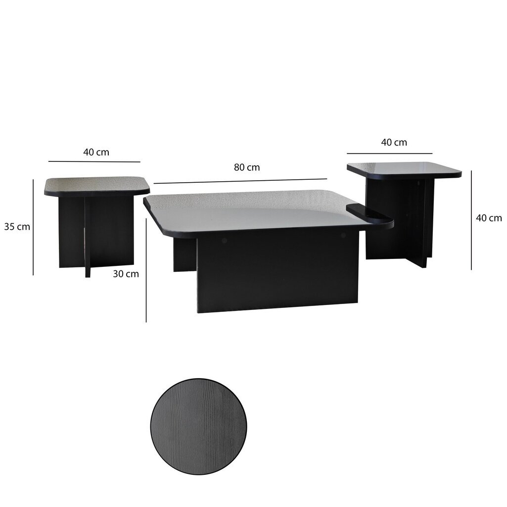 3-osaline kohvilauakomplekt Jazz, must hind ja info | Diivanilauad | hansapost.ee