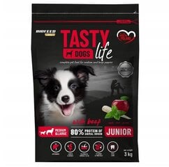 Сухой корм для щенков средних и крупных пород Biofeed Tasty Dogs Life Junior с говядиной, 3 кг цена и информация | Сухой корм для собак | hansapost.ee