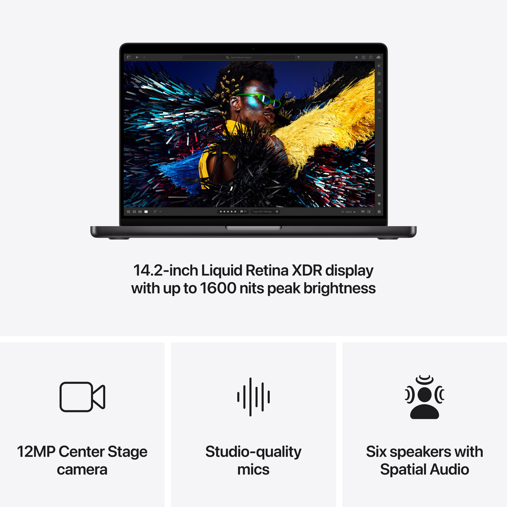 MacBook Pro 14" Apple M4 10C CPU, 10C GPU/16GB/512GB SSD/Space Black/RUS MW2U3RU/A hind ja info | Sülearvutid | hansapost.ee