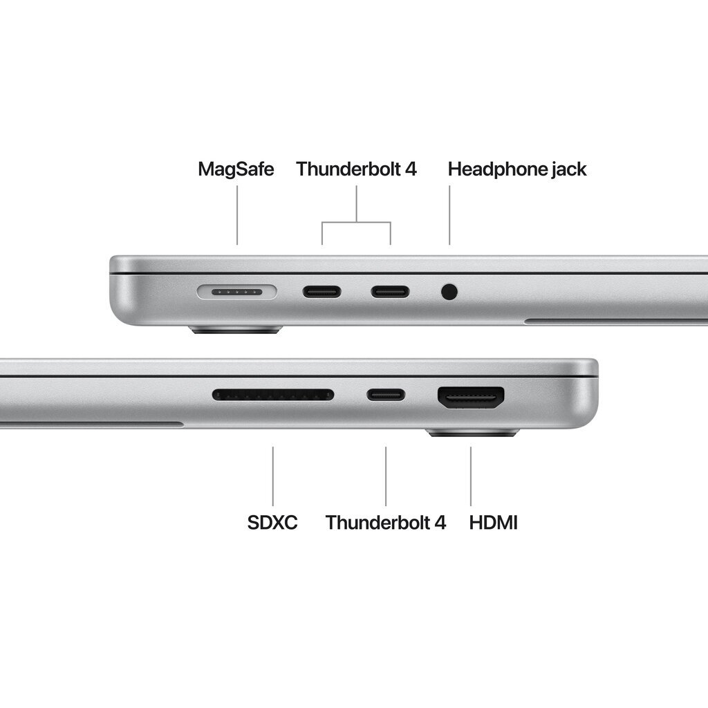 MacBook Pro 14" Apple M4 10C CPU, 10C GPU/16GB/1TB GB SSD/Silver/SWE MW2X3KS/A hind ja info | Sülearvutid | hansapost.ee