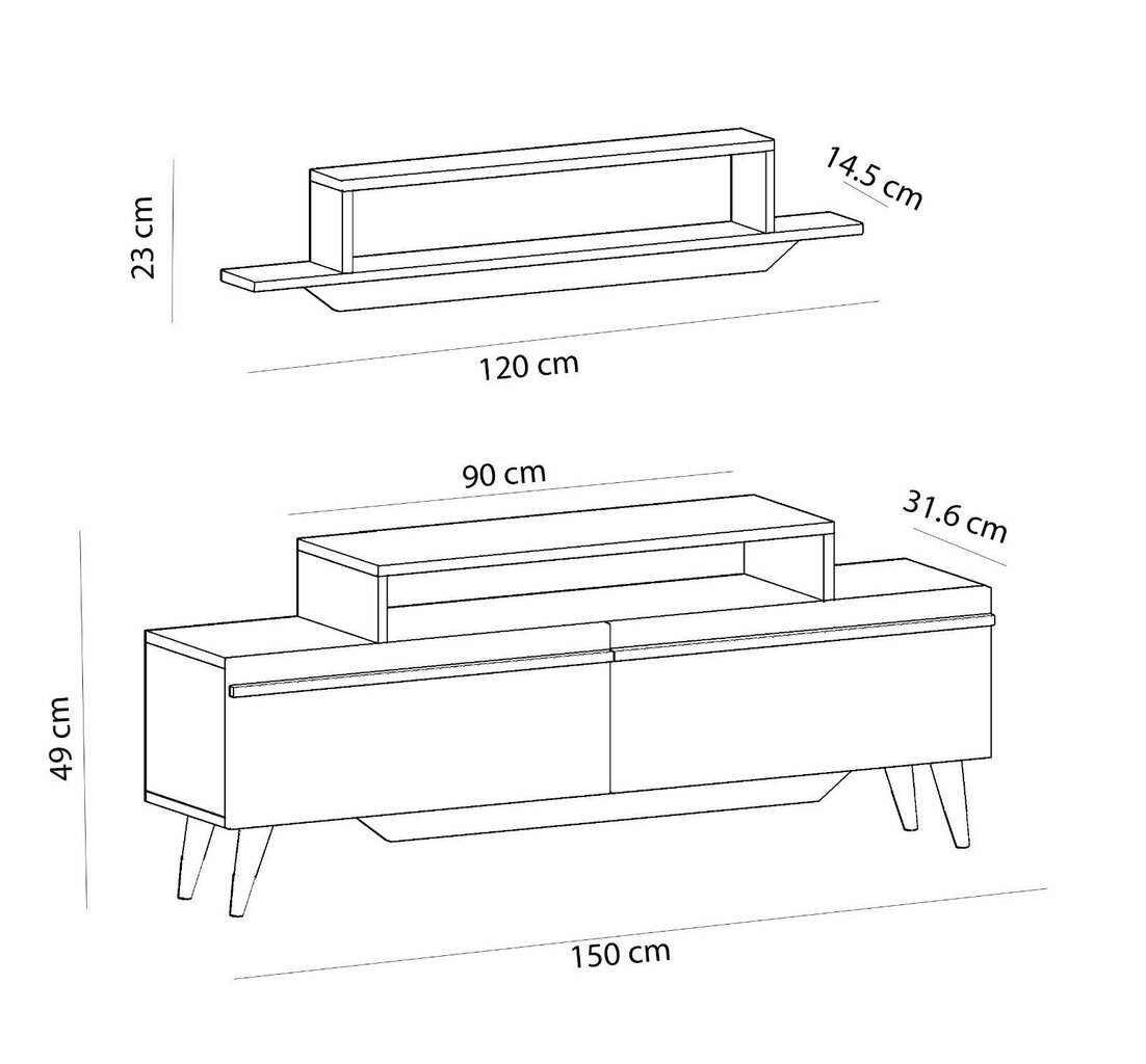 2-osaline telerilaua komplekt Asir MC607228, pruun hind ja info | Televiisori alused | hansapost.ee