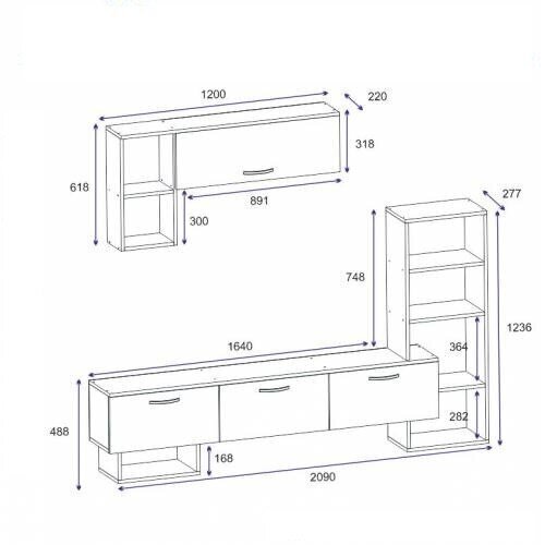 2-osaline telerialuse komplekt Asir Mega, valge/must price and information | Televiisori alused | hansapost.ee