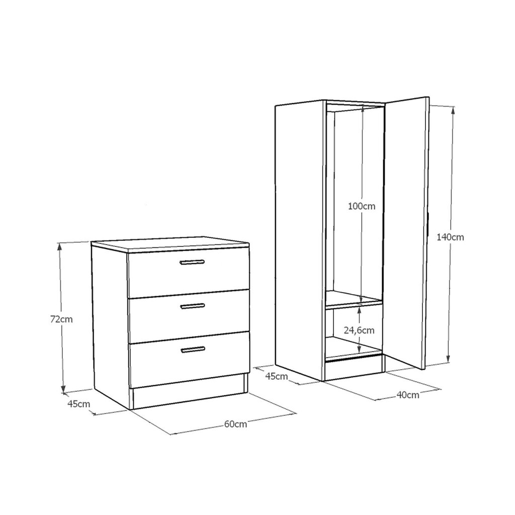 2 kapi komplekt Asir Cc6-Aa, pruun/hall hind ja info | Elutoa kapid | hansapost.ee