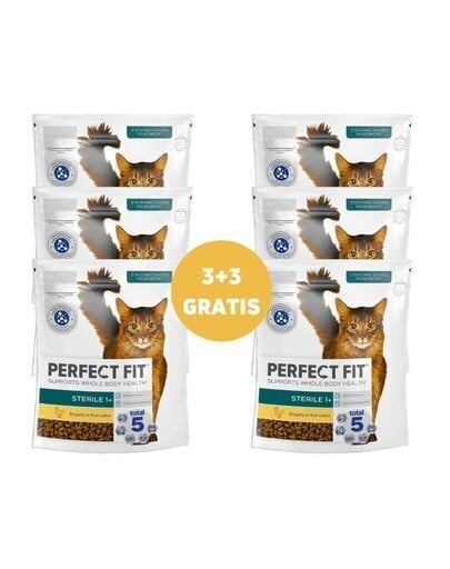 Perfect Fit Sterile 1+ steriliseeritud kassidele kanaga , 6x750 g hind ja info | Kassi kuivtoit ja kassikrõbinad | hansapost.ee